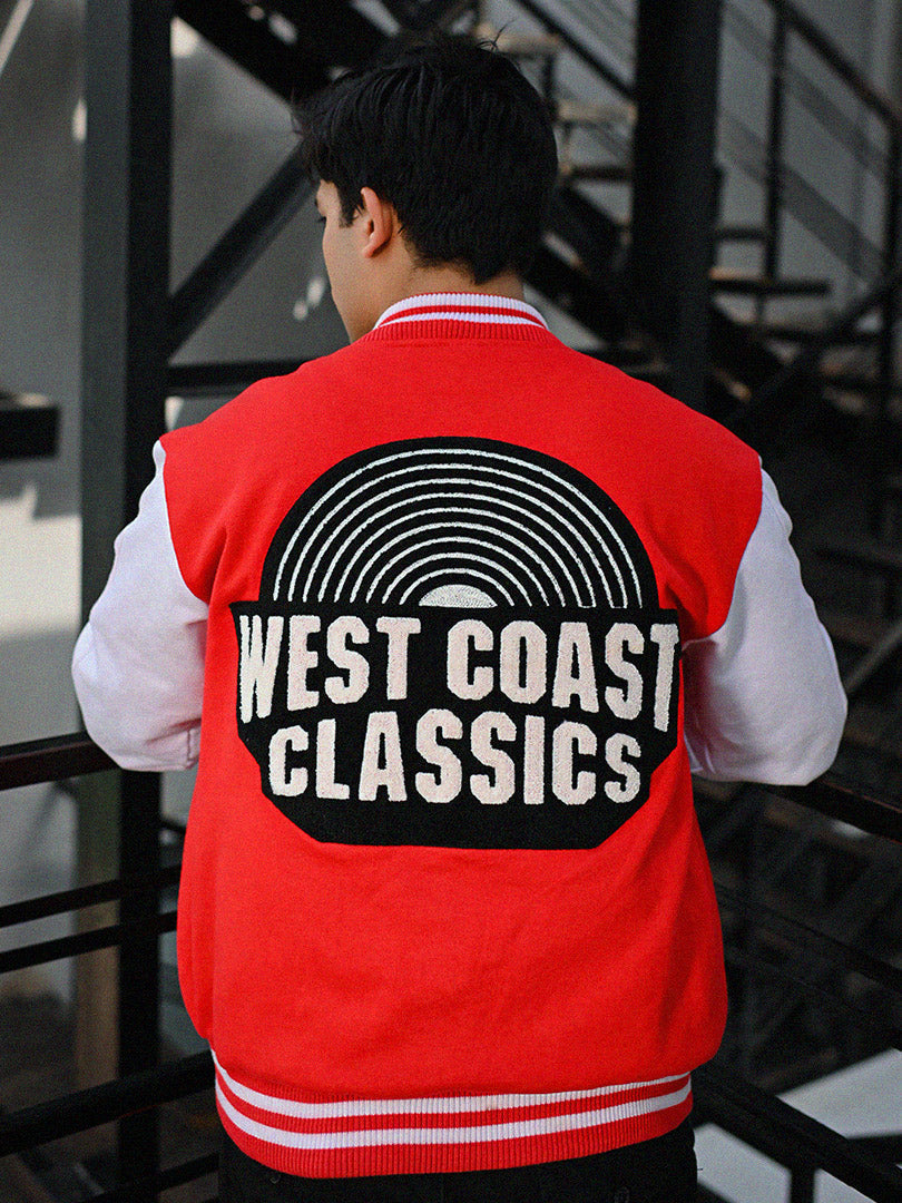 West Coast Classics Red & White Varsity Men Jacket