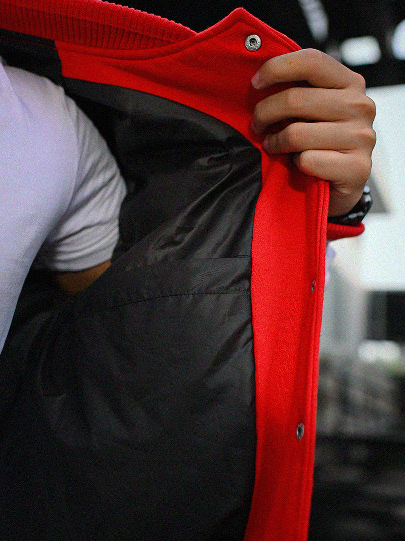West Coast Classics Red & White Varsity Men Jacket