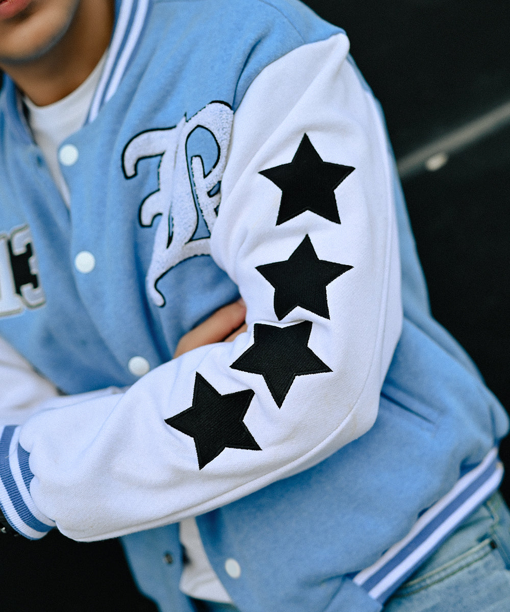 LA Sky Blue Letterman Jacket | Varsity Jackets | Zaavs Wardrobe | Unisex