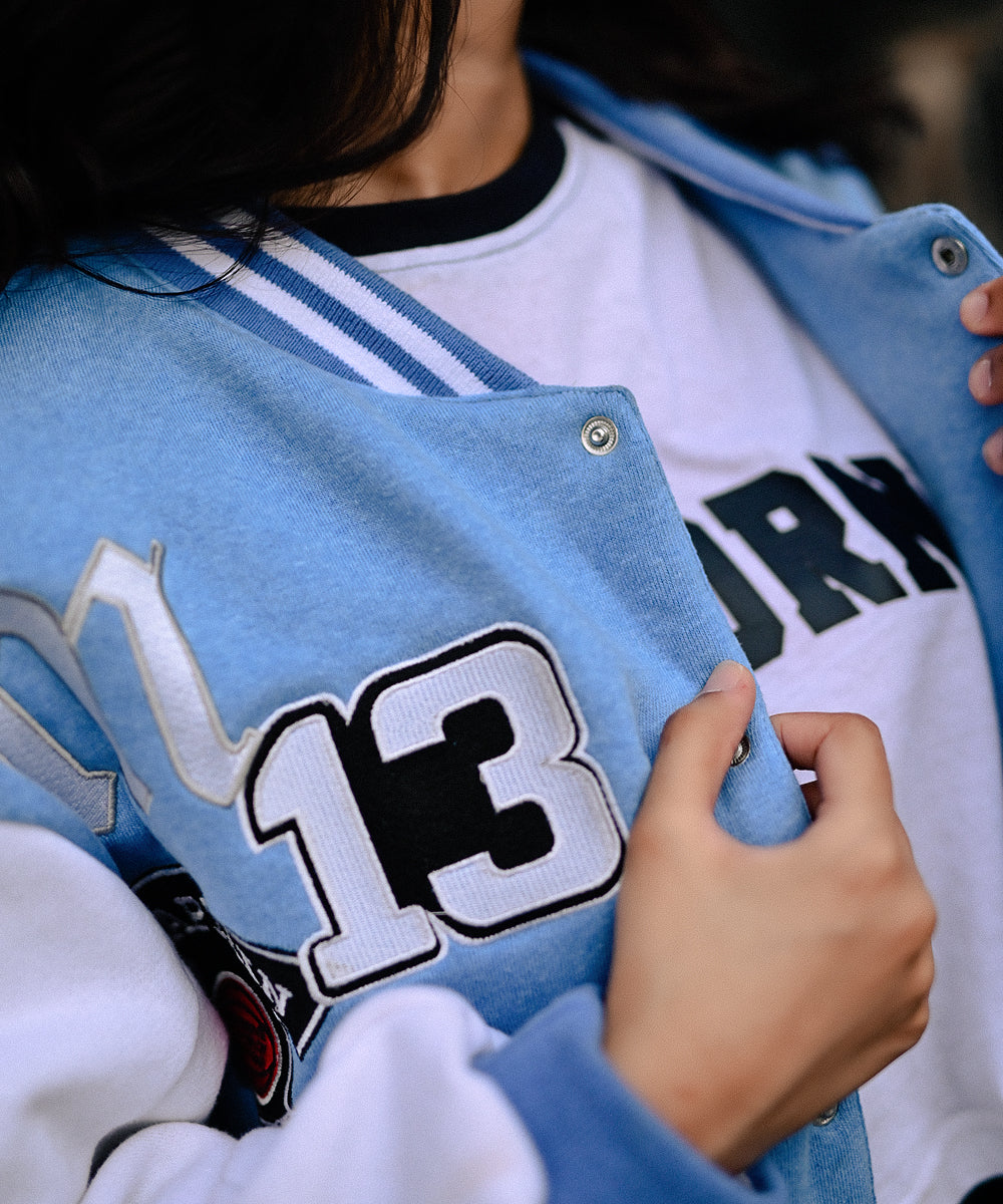 LA Sky Blue Letterman Jacket | Varsity Jackets | Zaavs Wardrobe | Unisex