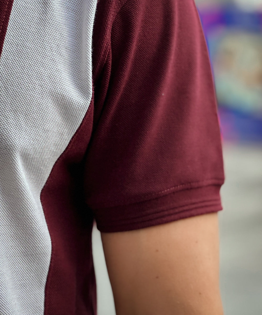 Maroon Reverie Zaavs Men Maroon and White Button Down Polo