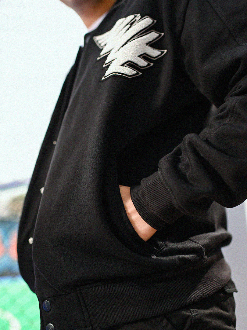 REPRESENT Zaavs Legacy : Unisex Black Varsity Jacket