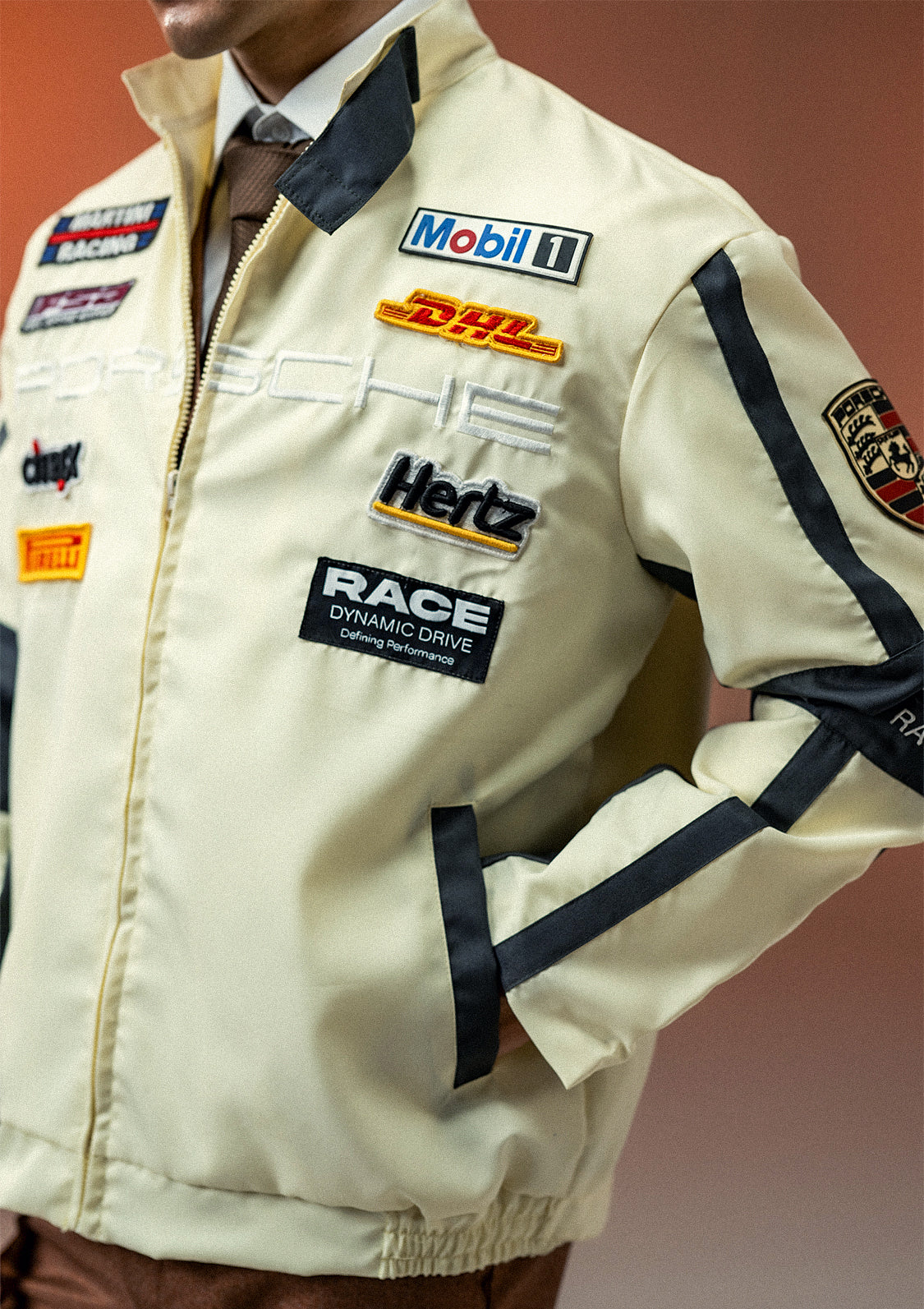 Zaavs Unisex Apex Racer Beige & Grey Racer Jacket