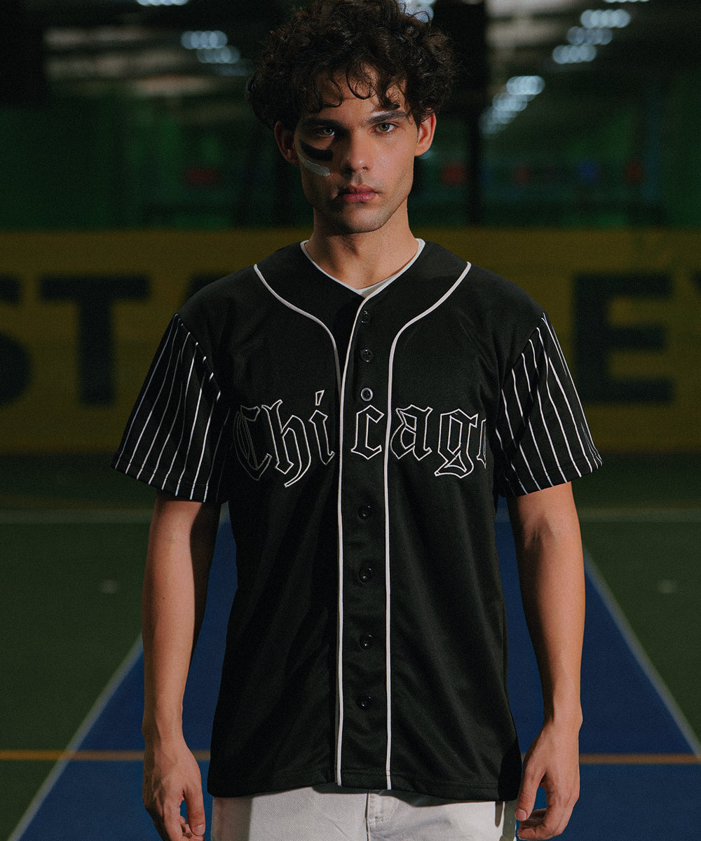 Unisex Zaavs Stripe Chicago (Black) Baseball Jersey