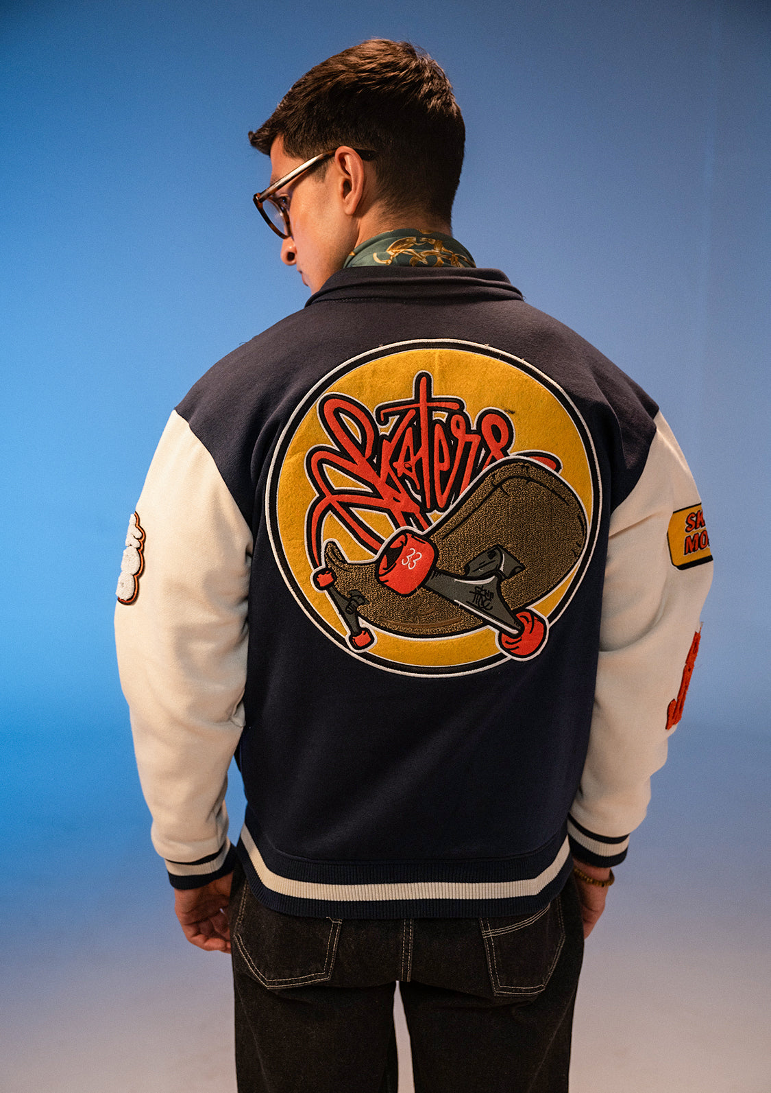 Unisex Zaavs Force Navy Blue Varsity Jacket