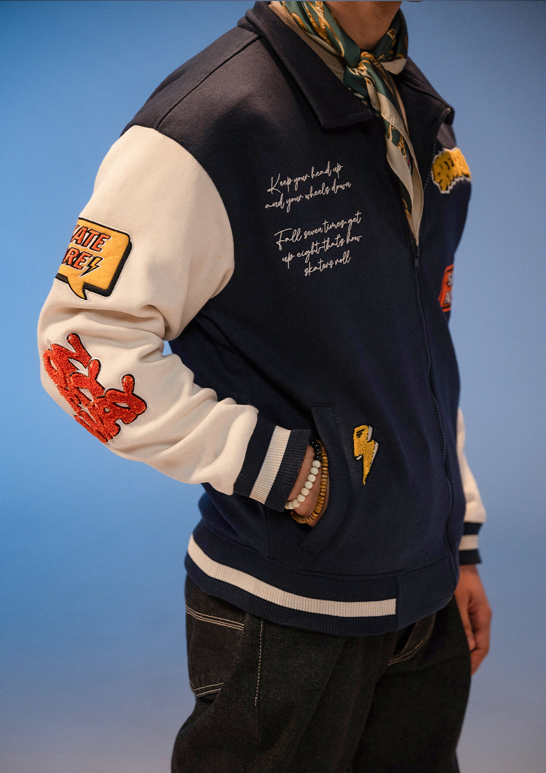 Unisex Zaavs Force Navy Blue Varsity Jacket