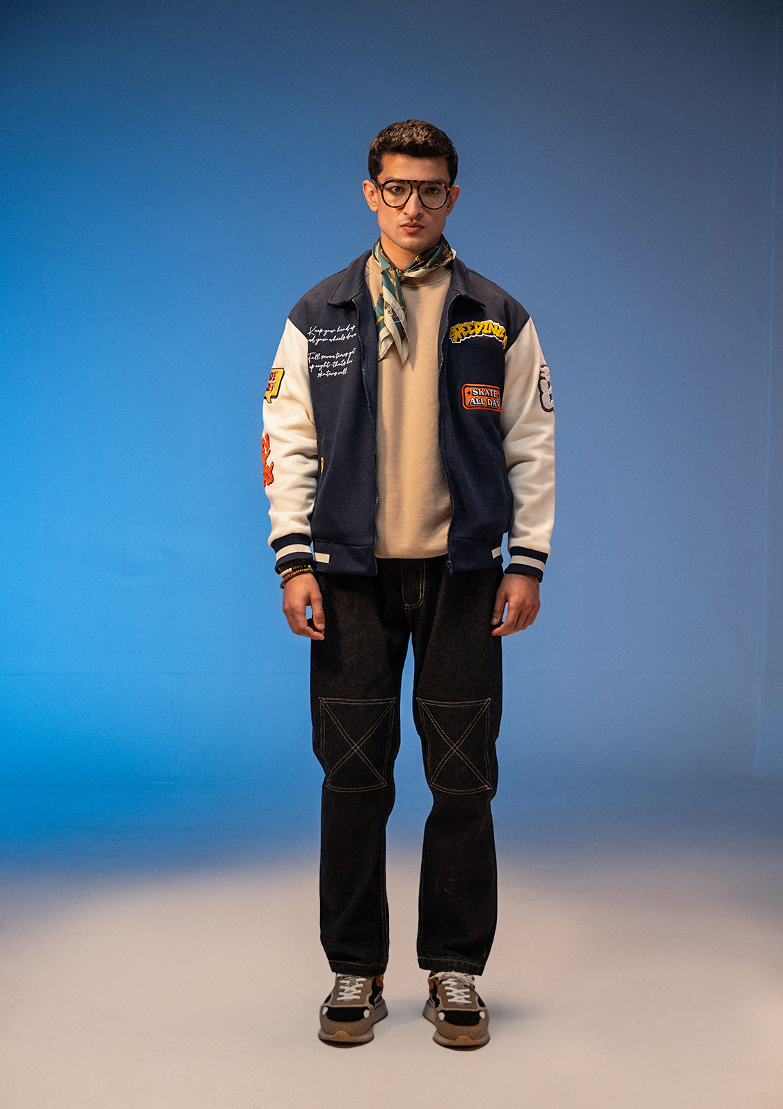 Unisex Zaavs Force Navy Blue Varsity Jacket