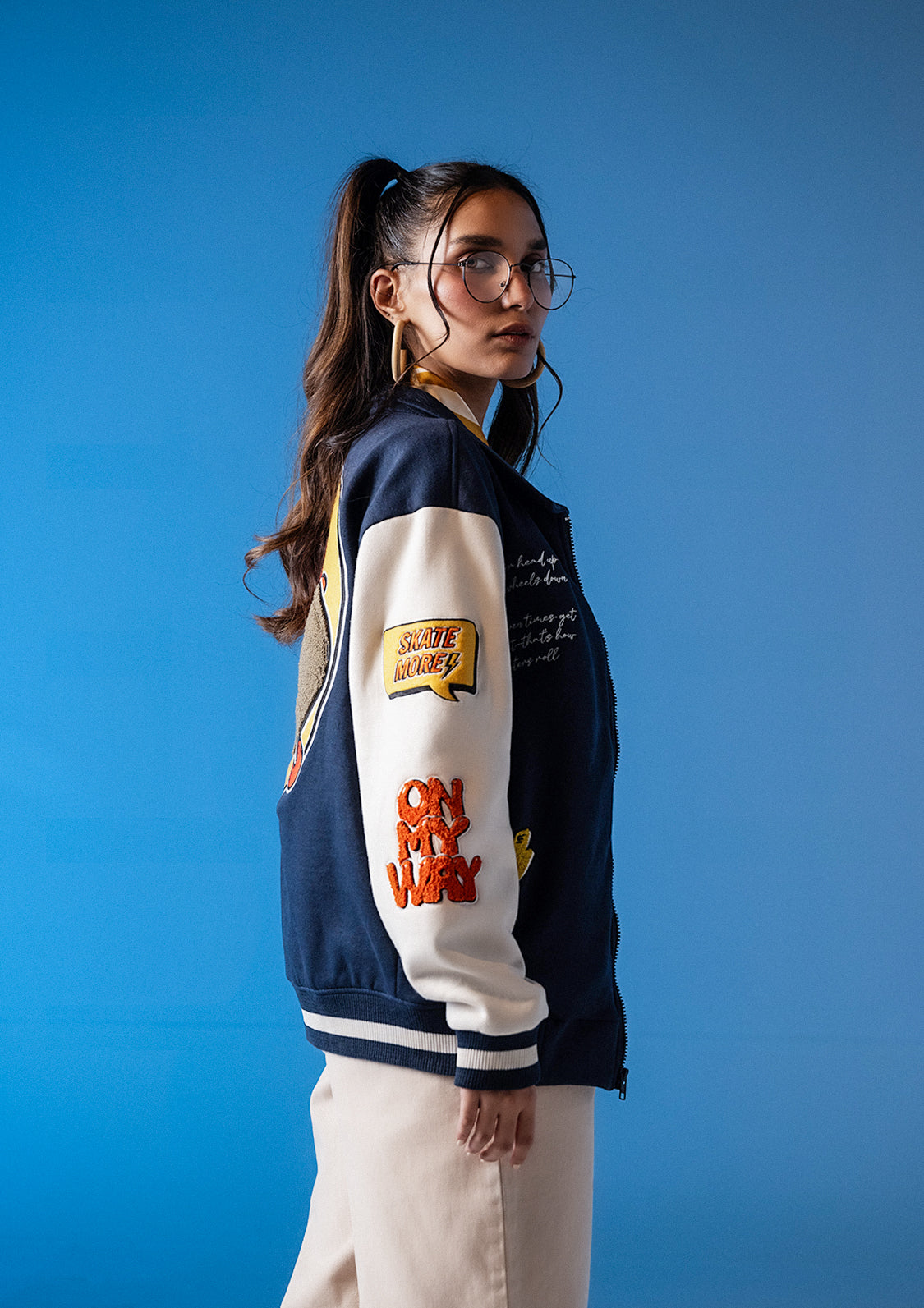 Unisex Zaavs Force Navy Blue Varsity Jacket