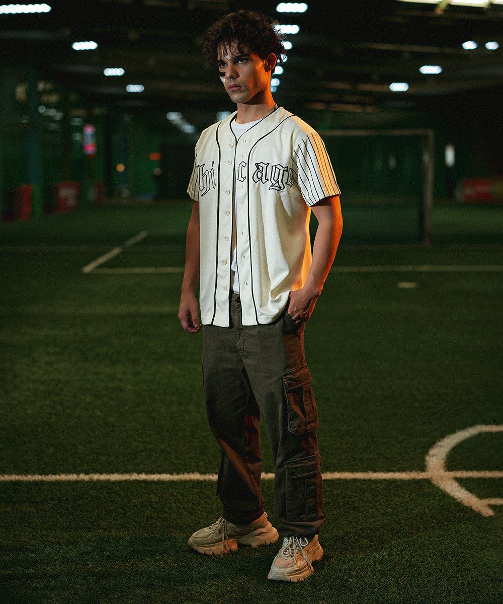 UNISEX Urban Stripe Zaavs Chicago (Off- White) Baseball Jersey