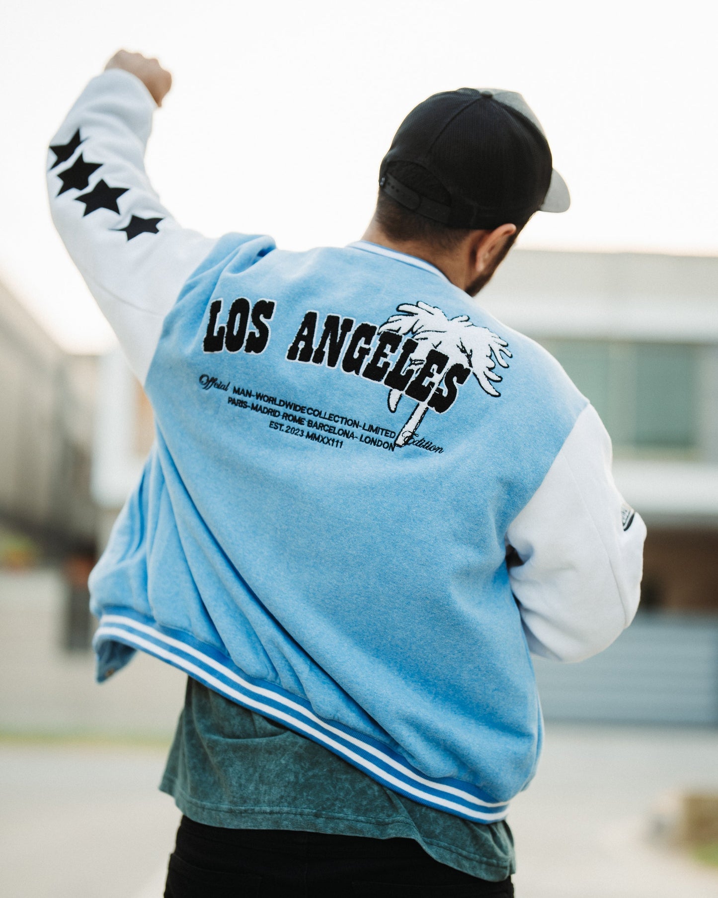 LA Sky Blue Letterman Jacket | Varsity Jackets | Zaavs Wardrobe | Unisex