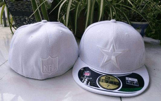 Dallas Cowboys White Fitted Hat with Embroidered Star and NFL Logos